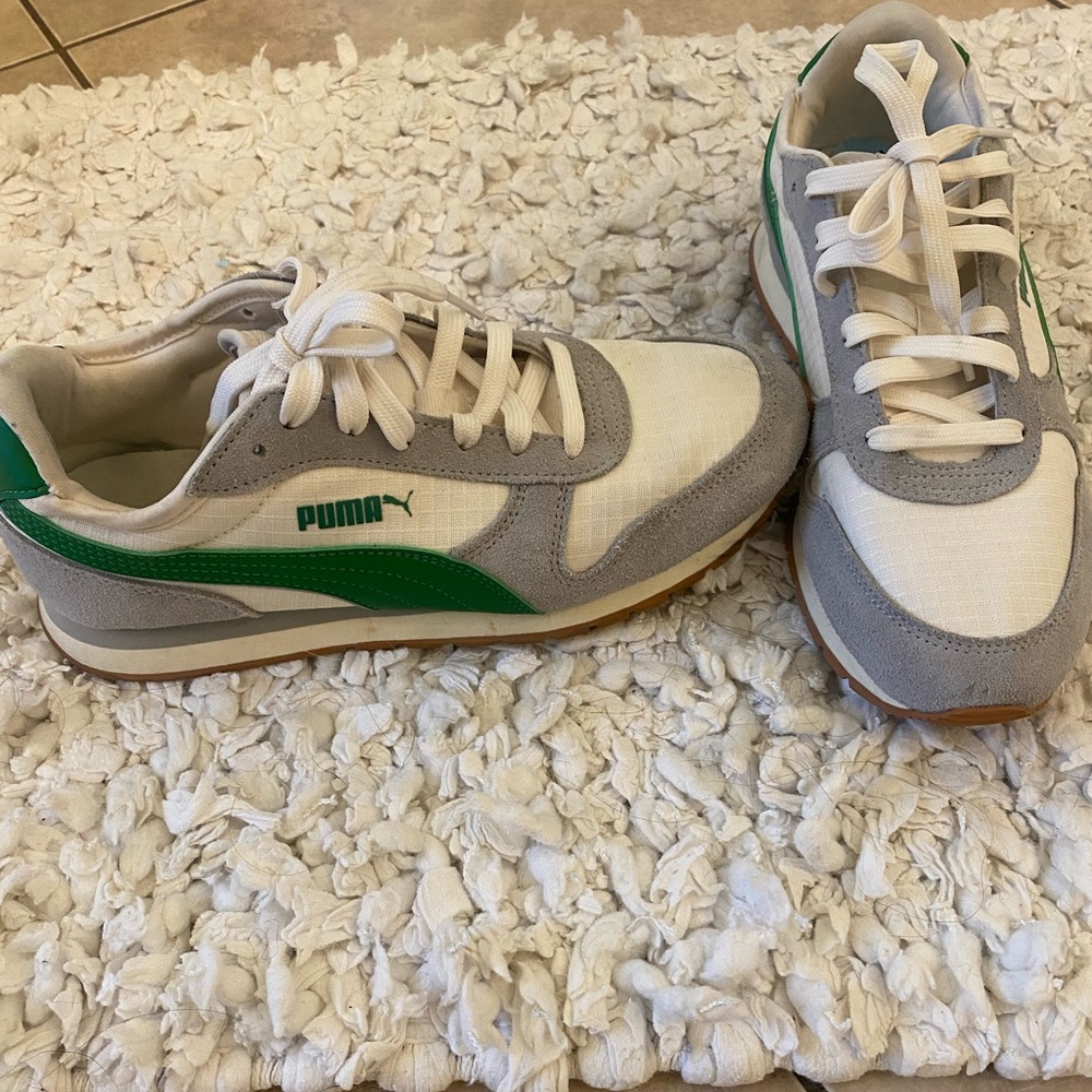 Puma Kids Sneakers - White, Gray, and Green